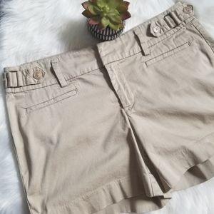 A.N.A. KHAKI STRETCH SHORTS WITH FRONT BUTTONS